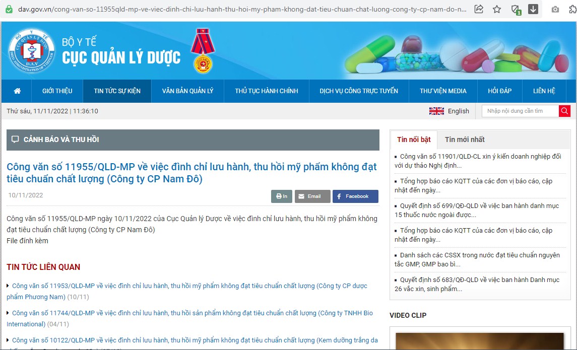 Thu hồi toàn quốc lô sản phẩm Dầu gội đầu NewgiC không đảm bảo chất lượng