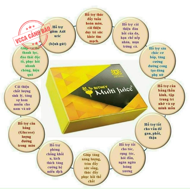 Cảnh báo hoạt động kinh doanh đa cấp không phép của sản phẩm Multi Juice và Lucenta của Bitney