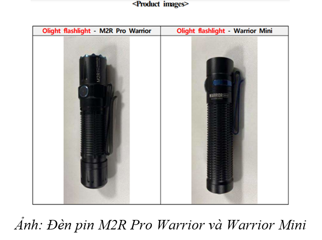 Nguy cơ gây cháy nổ từ sản phẩm đèn pin M2R Pro Warrior và Warrior Mini