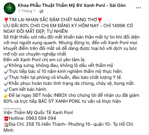 Thanh tra Sở Y tế phối hợp với Công an TPHCM kiểm tra Viện thẩm mỹ Xanh Ponl