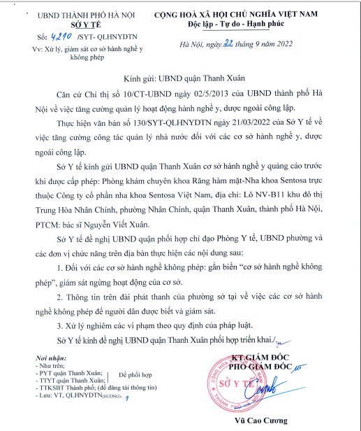 Phòng khám chuyên khoa răng hàm mặt - Nha khoa Sentosa quảng cáo trước khi được cấp phép
