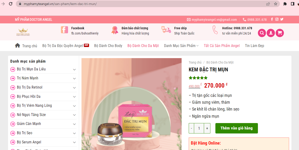 Mỹ phẩm Doctor Angel 'thổi phồng' công dụng như thuốc Cố tình vi phạm