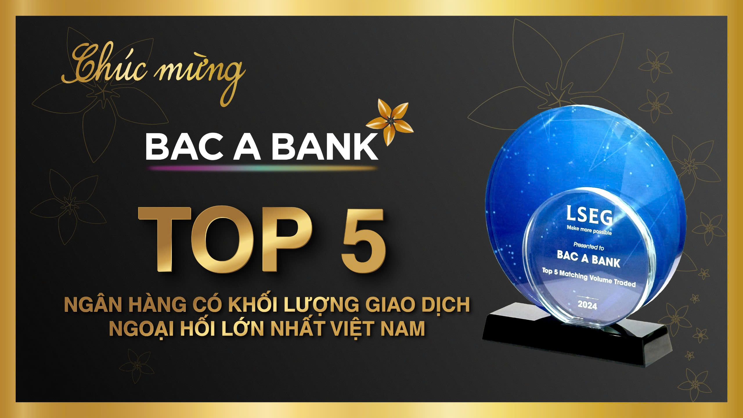 BAC A BANK thuộc top 5 ngân hàng có khối lượng giao dịch ngoại hối lớn nhất Việt Nam