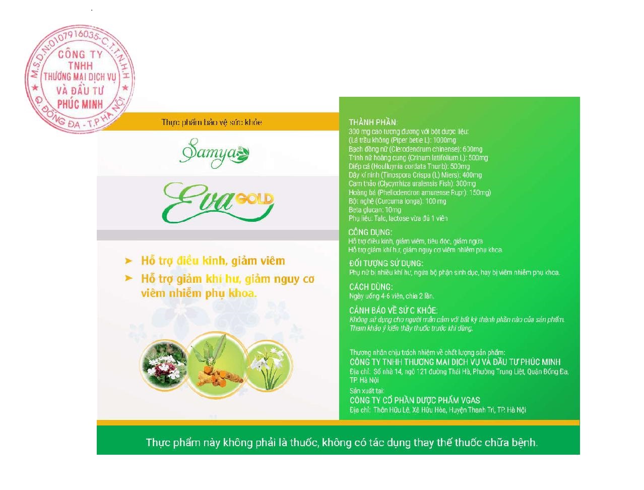 Xử phạt công ty Phúc Minh do vi phạm quảng cáo TPBVSK Samya EvaGold