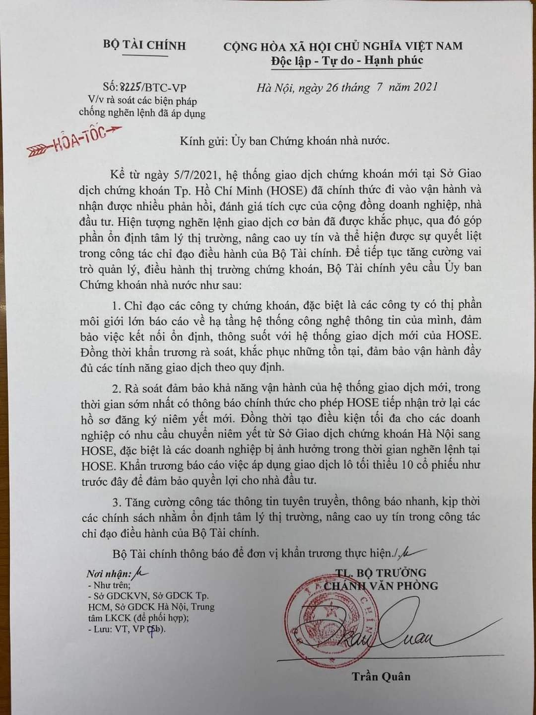 Bộ Tài chính chỉ đạo giảm lô giao dịch xuống 10 cổ phiếu đảm bảo quyền lợi cho nhà đầu tư