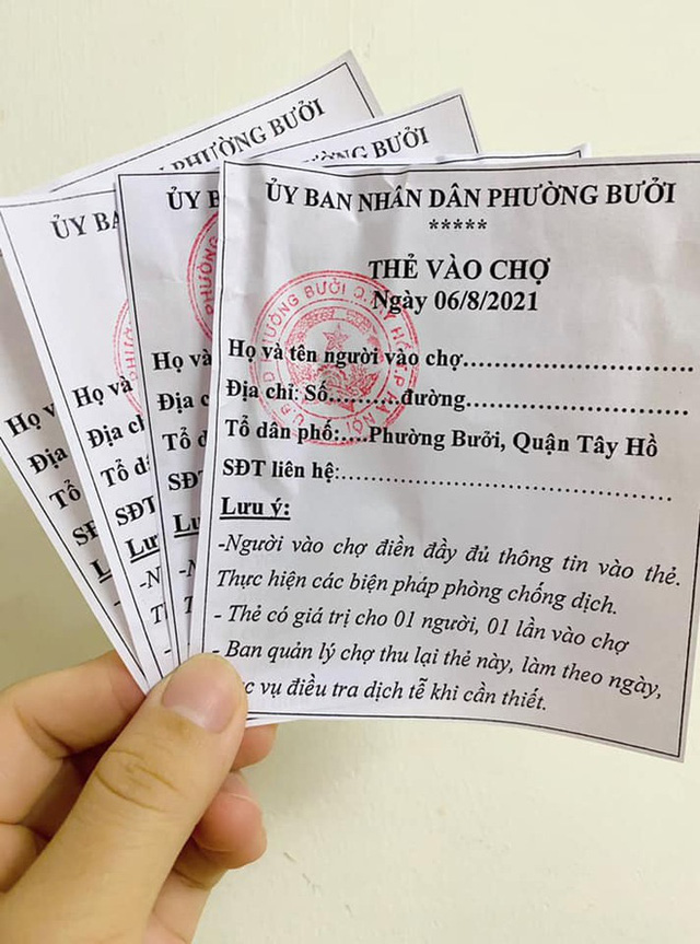 Phiếu đi chợ đã được phát tại một số phường ở Hà Nội