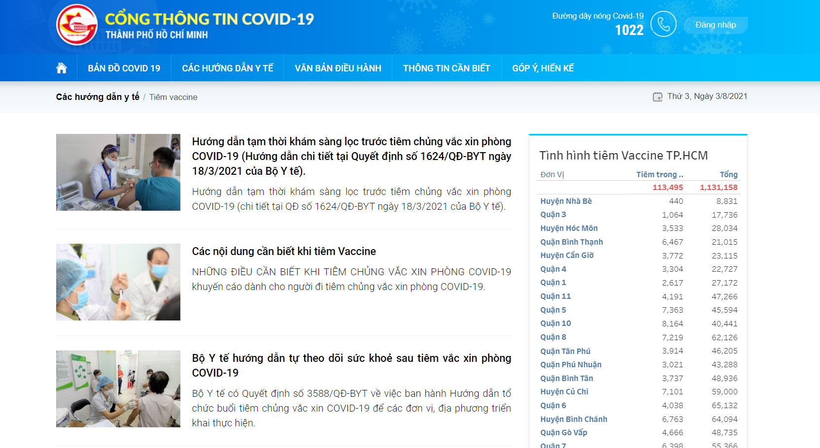 Cổng thông tin Covid19 TPHCM