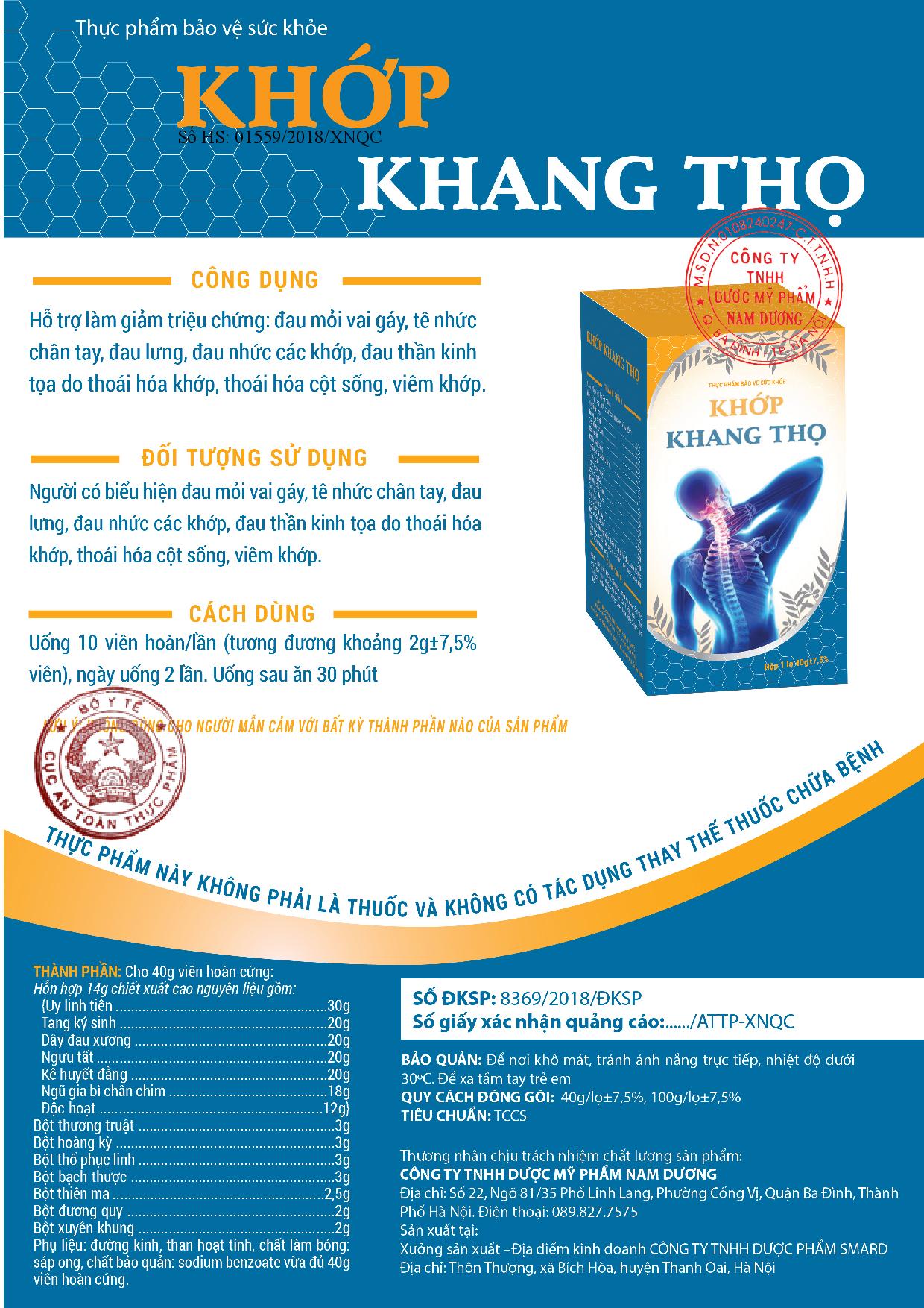 Cẩn trọng trước thông tin sản phẩm TPBVSK Khớp Đan Vương và Khớp Khang Thọ được quảng cáo 