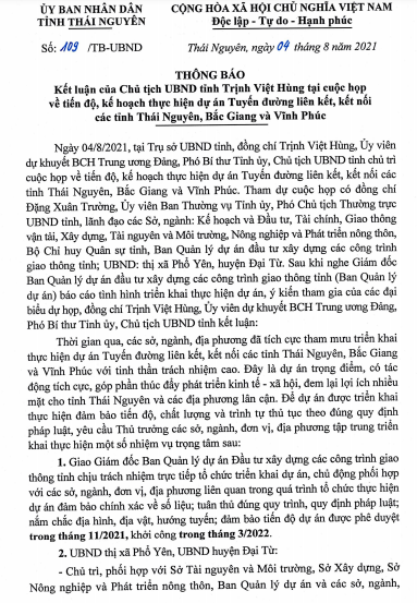 Sắp khởi công đường kết nối ba tỉnh Thái Nguyên Bắc Giang Vĩnh Phúc gần 4000 tỷ đồng