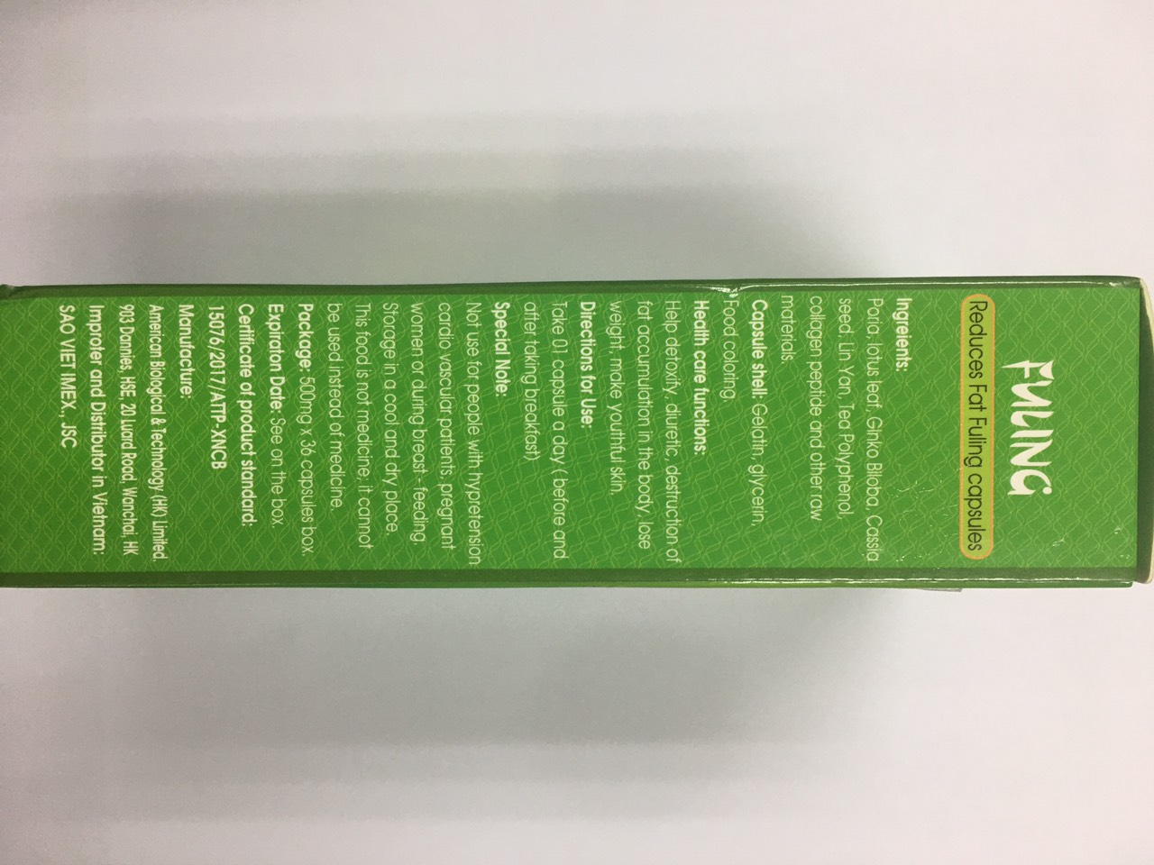 Phát hiện TPBVSK Phục Linh Collagen chứa chất cấm Sibutramine