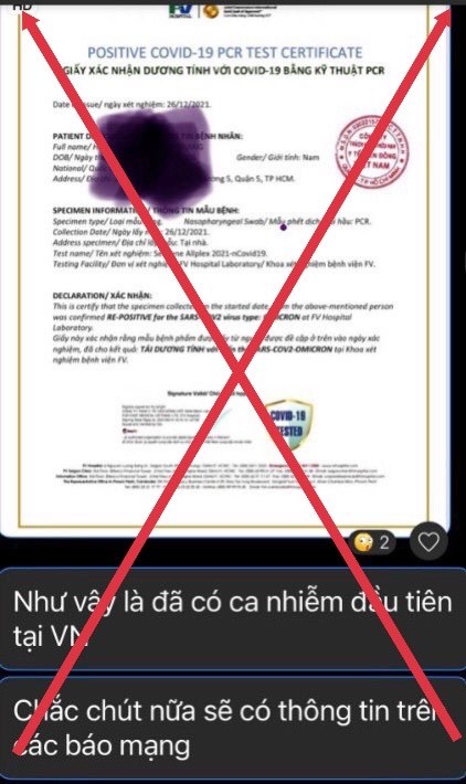 TPHCM Thông tin Bệnh viện FV phát hiện ca mắc biến chủng Omicron là sai sự thật
