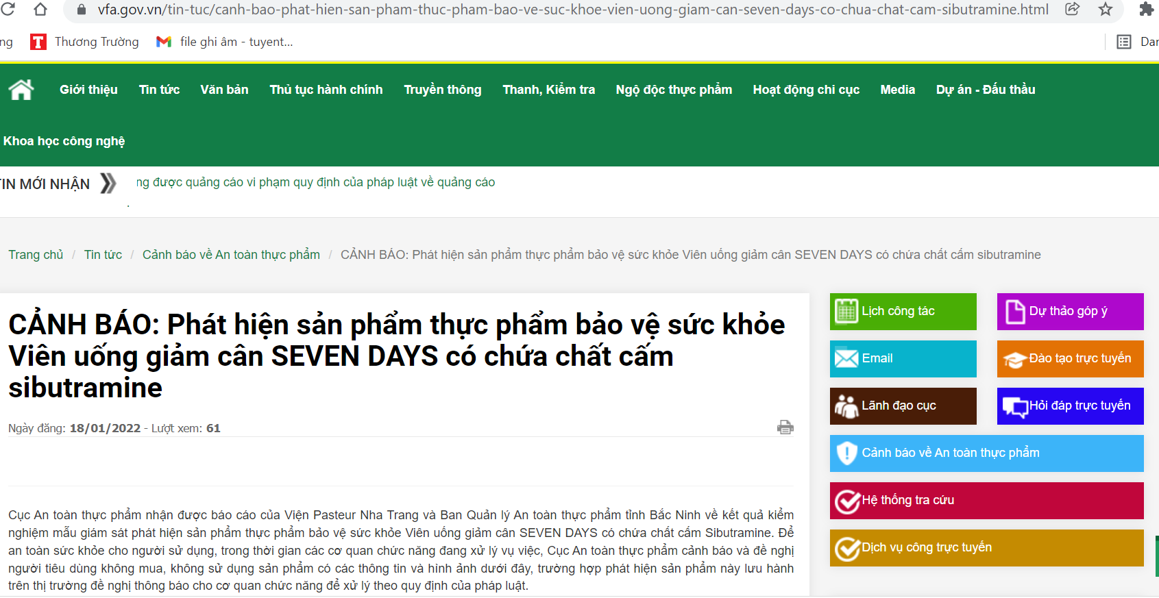 TPBVSK Viên uống giảm cân SEVEN DAYS chứa chất cấm Sibutramine