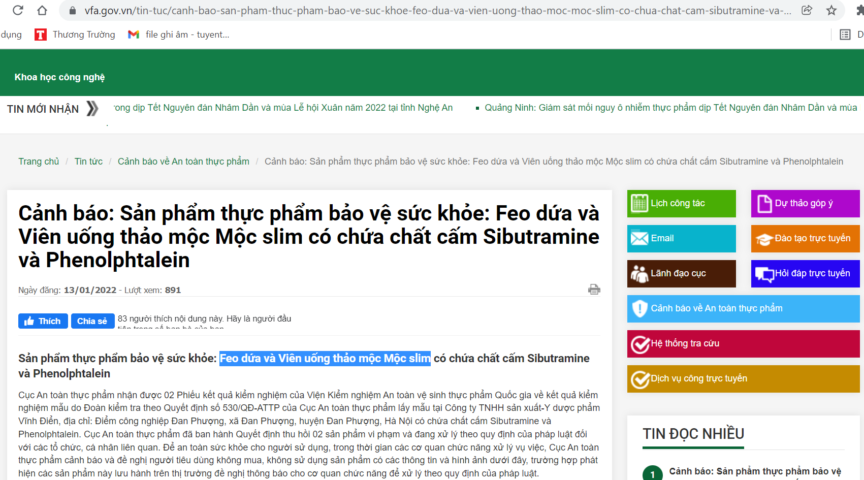 TPBVSK chứa chất cấm Cục An toàn Thực phẩm ra văn bản siết chặt quản lý hậu kiểm