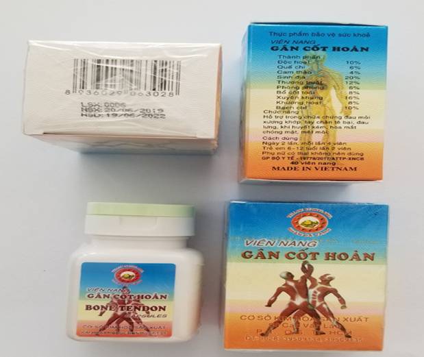 Phát hiện sản phẩm thực phẩm bảo vệ sức khỏe Viên nang Gân Cốt Hoàn có chứa chất cấm