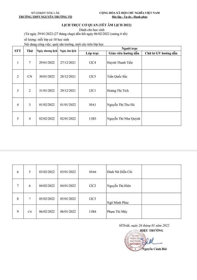 Đắk Lắk Xôn xao trường ra văn bản yêu cầu học sinh quét sân tưới cây xuyên Tết