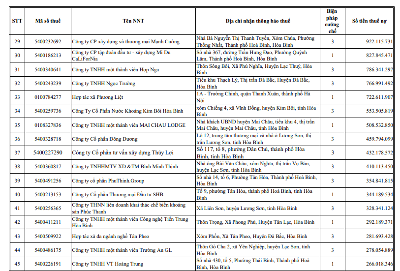 CTCP Đầu tư phát triển đô thị Hoàng Mai nợ thuế hơn 130000 tỷ đồng 